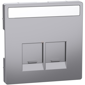   Schneider Electric Merten System Design - MEG4574-6036 - Fedlap 2xRJ45 aljzathoz, feliratozható, acél