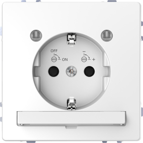   Schneider Electric Merten System Design - MEG2304-6035 - 2P+F csatlakozóaljzat biztonsági zsaluval, LED világítással, rugós, 16A, lótuszfehér