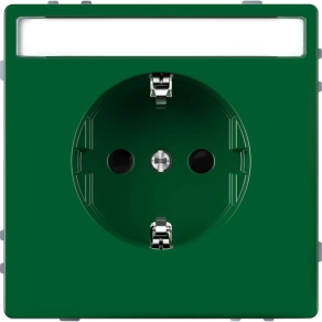 Schneider Merten 2P+F csatlakozóaljzat, biztonsági zsaluval, feliratozható, rugós, 16A, System-D, zöld MEG2302-6004