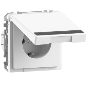   Schneider Electric Merten System Design - MEG2312-6035 - 2P+F csatlakozóaljzat biztonsági zsaluval, feliratozható csapófedéllel, rugós, 16A, lótuszfehér