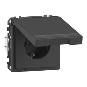   Schneider Electric Merten System Design - MEG2312-6034 - 2P+F csatlakozóaljzat biztonsági zsaluval, feliratozható csapófedéllel, rugós, 16A, antracit