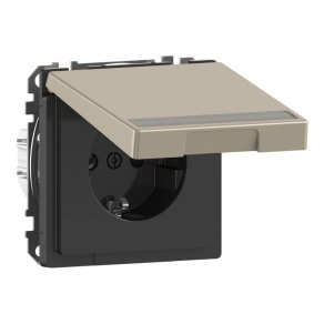   Schneider Electric Merten System Design - MEG2312-6050 - 2P+F csatlakozóaljzat biztonsági zsaluval, feliratozható csapófedéllel, rugós, 16A, nikkel