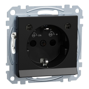   Schneider Electric Merten System-M  MEG2304-0403 2P+F csatlakozóaljzat, biztonsági zsaluval, LED világítással, rugós, 16A, fekete