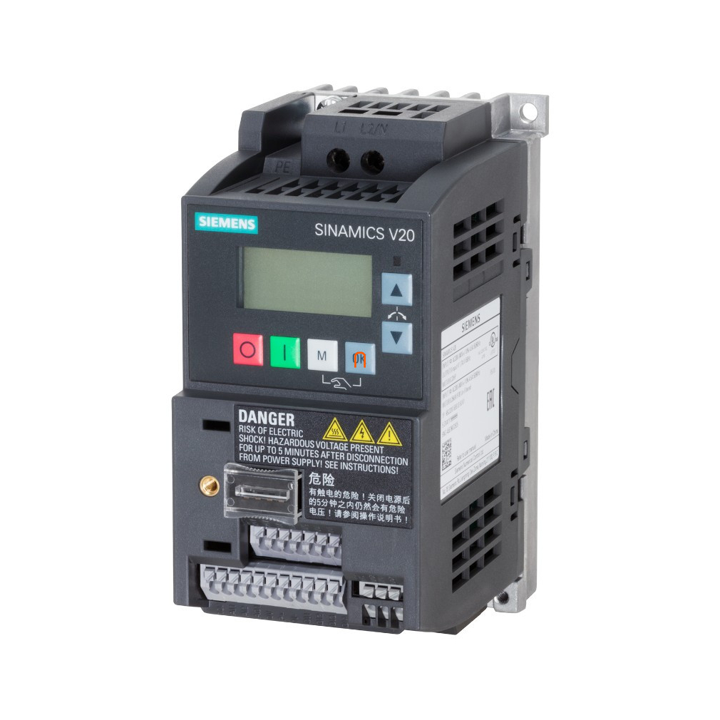 Siemens frekvenciaváltó 1F, 200-240V, 0,37kW, 2,3A, beépített C1 szűrővel, BOP panellel, - Sinamics V20 6SL3210-5BB13-7BV1