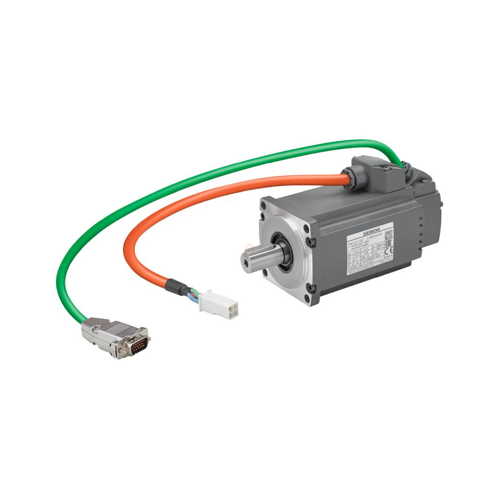 Siemens 1FL6034-2AF21-1LB1 servomotor, Pn=0.4 kW, Nn=3000 rpm, M0=1.27 Nm, MN=1.27 Nm, tengelymagasság 30 mm, abszolút 20 bites (12 bites többfordulatú) jeladó, tartófékkel, IP65