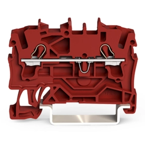 Wago 2002-1203 2 vezetékes átmenő sorkapocs, 2,5 mm², Push-in CAGE CLAMP®, DIN 35 x 15/7,5 sínhez, oldalsó és középső jelölés, Ex e II alkalmazásokhoz, piros