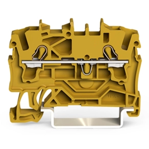 Wago 2002-1206 2 vezetékes átmenő sorkapocs, 2,5 mm², megfelelő Ex e II alkalmazásokhoz, oldalsó és középső jelölés, DIN 35 x 15 és DIN 35 x 7,5 sínhez, Push-in CAGE CLAMP®, sárga