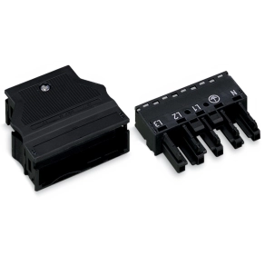 Wago 770-105 WINSTA® MIDI aljzat, tehermentesítő házzal, 5 pólusú, A kódolású, 4 mm², fekete