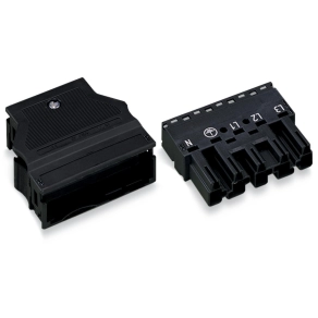 Wago 770-115 WINSTA® MIDI dugó tehermentesítő házzal, 5 pólusú, A kódolású, 4 mm², 25 A, fekete