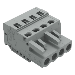 Wago 231-104/026-000 1 vezetékes anyacsatlakozó, CAGE CLAMP®, 2,5 mm², 5 mm lábtávolság, 4 pólusú, szürke