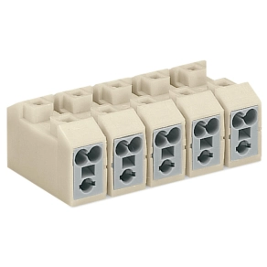Wago 272-105 tápellátó csatlakozó, 5 pólusú, PUSH WIRE®, nyomógomb, bepattintható szerelőláb és földelőérintkező nélkül, fehér