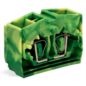 Wago 264-357 4 vezetékes, középső földelősorkapocs, nyomógombok nélkül, 1 pólusú, 2,5 mm², CAGE CLAMP®, zöld-sárga