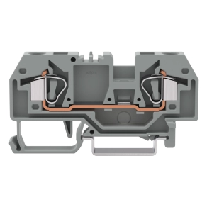 Wago 282-901 2 vezetékes átmenő sorkapocs, 6 mm², középső jelöléssel, DIN 35 x 15 és 35 x 7,5 sínhez, CAGE CLAMP®, szürke
