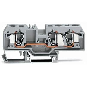 Wago 284-684 3 vezetékes átmenő sorkapocs, 10 mm², középső jelölés, DIN 35 x 15 és DIN 35 x 7,5 sínhez, CAGE CLAMP®, kék