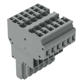 Wago 769-126 2 vezetékes anyacsatlakozó, 6 pólusú, 4 mm², 5 mm, CAGE CLAMP, kódolólábakkal, szürke