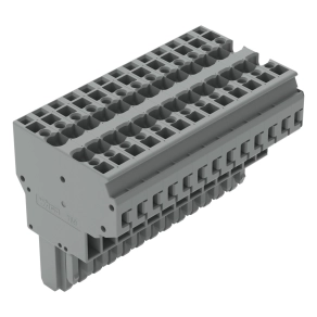 Wago 769-133 2 vezetékes anyacsatlakozó, 13 pólusú, 4 mm², 5 mm, CAGE CLAMP, kódolólábakkal, szürke