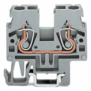 Wago 870-911 2 vezetékes átmenő sorkapocs, 2,5 mm², oldalsó és középső jelölés, DIN-15-ös sínre, CAGE CLAMP®, szürke