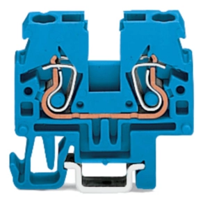Wago 870-914 2 vezetékes átmenő sorkapocs, 2,5 mm², CAGE CLAMP, Ex i, oldalsó/középső jelölés, DIN-15 sínre, kék
