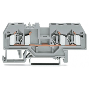 Wago 281-679 3 vezetékes átmenő sorkapocs, 4 mm², középső jelölés, DIN 35 x 15 és DIN 35 x 7,5 sínhez, CAGE CLAMP®, piros