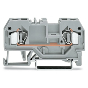 Wago 281-901 2 vezetékes átmenő sorkapocs, 4 mm², középső jelölés, DIN 35 x 15 és DIN 35 x 7,5 sínhez, CAGE CLAMP®, szürke