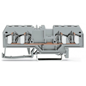 Wago 281-652 4 vezetékes átmenő sorkapocs, 4 mm², középső jelölés, DIN 35 x 15 és DIN 35 x 7,5 sínhez, CAGE CLAMP®, szürke