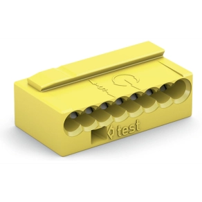 Wago 243-508 MICRO PUSH WIRE® vezetékösszekötő, 8 vezetékhez, tömör vezetőknek, max. 0,8 mm átmérő, világosszürke fedél, max. 60 °C, sárga