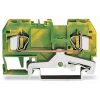 Wago 281-907 földelősorkapocs, 2 vezetékes, 4 mm², CAGE CLAMP®, DIN 35 × 15 és 35 × 7,5 sínhez, középső jelölés, zöld-sárga