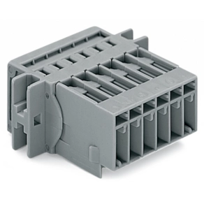 Wago 769-606/002-000 1 vezetékes apacsatlakozó, 6 pólusú, 4 mm², 5 mm, CAGE CLAMP, szorítóbilinccsel, szürke