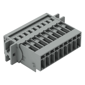 Wago 769-609/002-000 1 vezetékes apacsatlakozó, 9 pólusú, 4 mm², 5 mm, CAGE CLAMP, szorítóbilinccsel, szürke