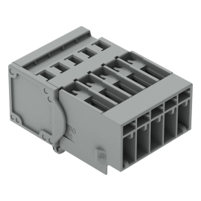 Wago 769-605/001-000 1 vezetékes apacsatlakozó, 5 pólusú, 4 mm², 5 mm, CAGE CLAMP, DIN-35 sínre/panelre, bepattintható lábakkal, szürke