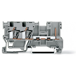 Wago 769-251 2 vezeték/1 tűs dugaszolható átmenő sorkapocs, 4 mm², CAGE CLAMP, DIN 35 × 15 és 35 × 7,5, szürke