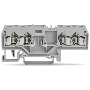 Wago 280-686 4 vezetékes dugaszolható alapsorkapocs, DIN 35 x 15 és DIN 35 x 7,5 sínhez, 2,5 mm², CAGE CLAMP®, szürke