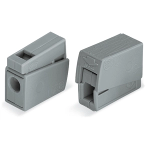 Wago 224-101 világítási csatlakozó, lámpaoldali nyomógomb, minden lámpaoldali és tömör hálózati vezetőhöz, max. 2,5 mm², max. 60 °C, szürke
