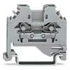 Wago 281-101 2 vezetékes átmenő sorkapocs, 4 mm², CAGE CLAMP, oldalsó jelölőnyílások, DIN 35 × 15 és 35 × 7,5, szürke