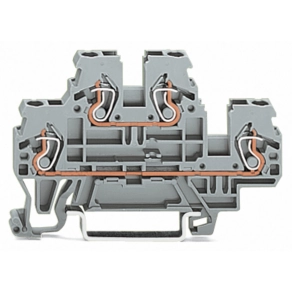 Wago 870-502 kétemeletes átmenő sorkapocs, N/L, 2,5 mm², CAGE CLAMP®, DIN 35 sínhez, szürke