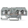 Wago 281-610 3 vezetékes dugaszolható alapsorkapocs, DIN 35 x 15 és DIN 35 x 7,5 sínhez, 4 mm², CAGE CLAMP®, szürke