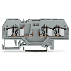Wago 281-610 3 vezetékes dugaszolható alapsorkapocs, DIN 35 x 15 és DIN 35 x 7,5 sínhez, 4 mm², CAGE CLAMP®, szürke