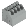 Wago 250-104 NYÁK-sorkapocs, nyomógombos, 1,5 mm², 3,5 mm lábtávolság, 4 pólusú, Push-in CAGE CLAMP®, 45°-os vezetőbevezetés, THT, szürke