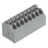 Wago 250-108 NYÁK-sorkapocs, nyomógombos, 1,5 mm², 3,5 mm lábtávolság, 8 pólusú, Push-in CAGE CLAMP®, 45°-os vezetőbevezetés, THT, szürke