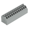 Wago 250-112 NYÁK-sorkapocs, nyomógombos, 1,5 mm², 3,5 mm lábtávolság, 12 pólusú, Push-in CAGE CLAMP®, 45°-os vezetőbevezetés, THT, szürke
