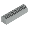 Wago 250-114 NYÁK-sorkapocs, nyomógombos, 1,5 mm², 3,5 mm lábtávolság, 14 pólusú, Push-in CAGE CLAMP®, 0,4 × 0,75 mm forrasztóláb, THT, szürke
