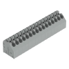 Wago 250-216 NYÁK-sorkapocs, nyomógombos, 1,5 mm², 3,5 mm lábtávolság, 16 pólusú, Push-in CAGE CLAMP®, 45°-os vezetőbevezetés, THT, szürke