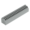 Wago 250-218 NYÁK-sorkapocs, nyomógombos, 1,5 mm², 3,5 mm lábtávolság, 18 pólusú, Push-in CAGE CLAMP®, 45°-os vezetőbevezetés, THT, szürke