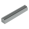Wago 250-222 NYÁK-sorkapocs, nyomógombos, 1,5 mm², 3,5 mm lábtávolság, 22 pólusú, Push-in CAGE CLAMP®, 45°-os vezetőbevezetés, THT, szürke