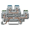 Wago 870-517 kétemeletes földelő/átmenő sorkapocs, PE/N, 2,5 mm², CAGE CLAMP®, jelölőtartó nélkül, kék felső vezetőbemenet, szürke