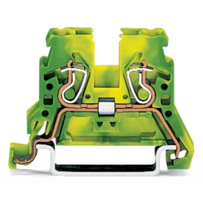 Wago 870-907 2 vezetékes földelősorkapocs, 2,5 mm², oldalsó jelölőnyílások, DIN 35 x 15 és DIN 35 x 7,5 sínhez, CAGE CLAMP®, zöld-sárga