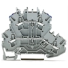 Wago 2002-2203 kétemeletes átmenő sorkapocs, L/N, 2,5 mm², Push-in CAGE CLAMP®, jelölőtartó nélkül, kék felső vezetőbemenet, Ex e II alkalmazásokhoz, szürke