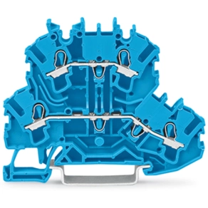 Wago 2002-2204 kétemeletes átmenő/átmenő sorkapocs, N/N, jelölőtartó nélkül, 2,5 mm², Push-in CAGE CLAMP®, DIN 35 x 15 és 35 x 7,5 sínhez, Ex e II és Ex i alkalmazásokhoz, kék