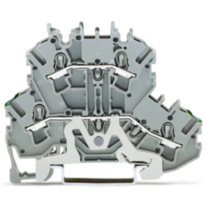 Wago 2002-2227 kétemeletes földelő/átmenő sorkapocs, PE/L, 2,5 mm², Push-in CAGE CLAMP®, jelölőtartó nélkül, Ex e II alkalmazásokhoz, szürke