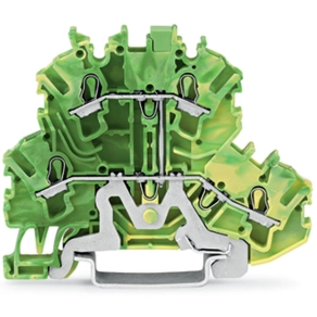 Wago 2002-2207 4 vezetékes kétemeletes földelősorkapocs, PE, 2,5 mm², jelölőtartó nélkül, belső közösítés, Push-in CAGE CLAMP®, Ex e II, DIN 35 x 15 és 35 x 7,5 sínhez, zöld-sárga